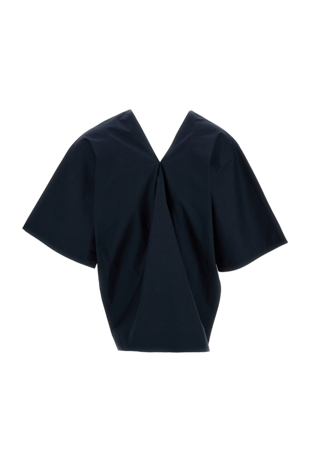 V-Neck Cotton Top with Wide Short Sleeves
