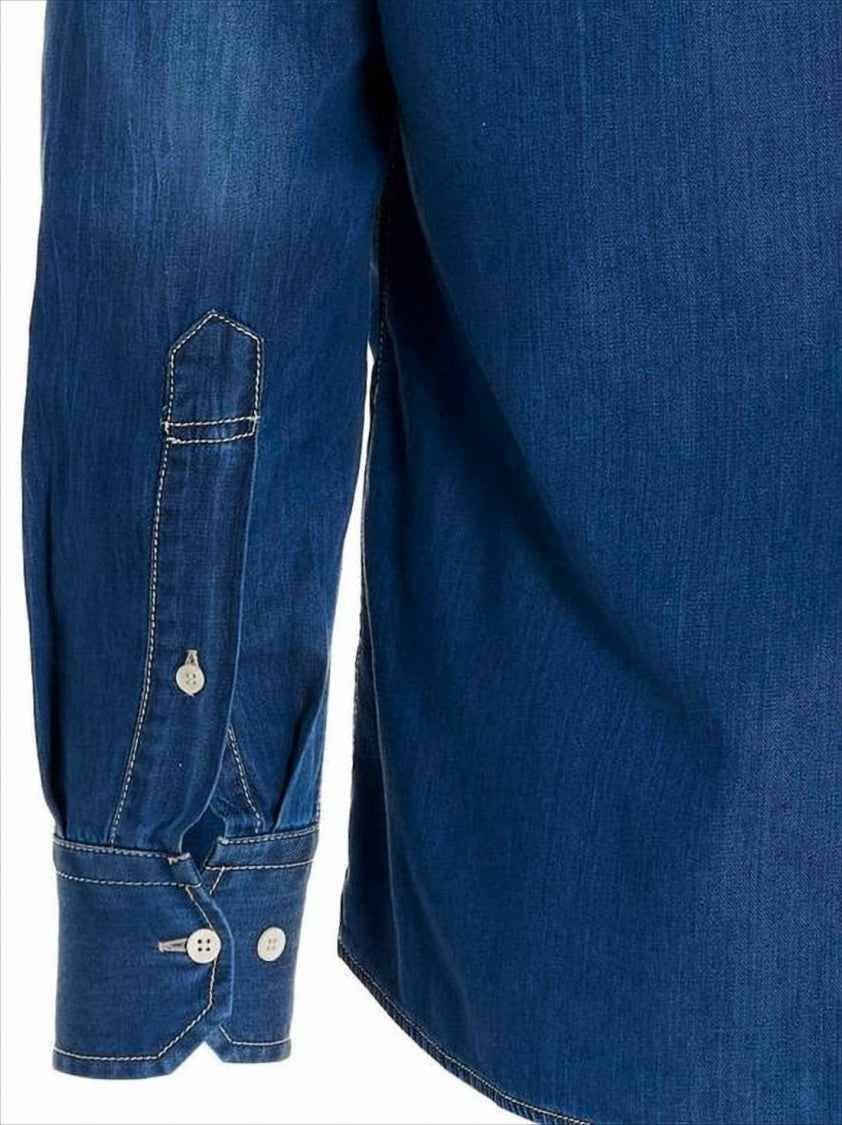 Classic Denim Long-Sleeve Shirt with Flap Pockets