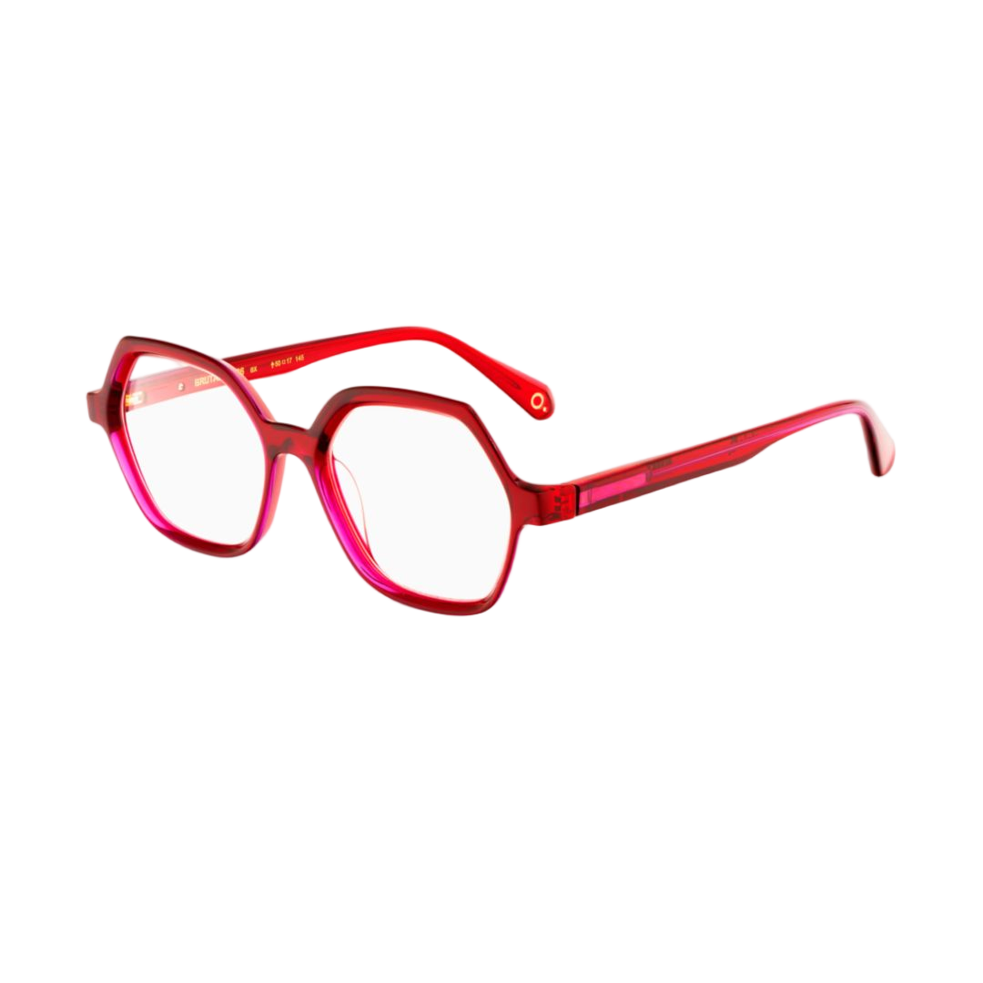 Brutal No.26 Octagonal Red Acetate Eyeglasses with Geometric Frame