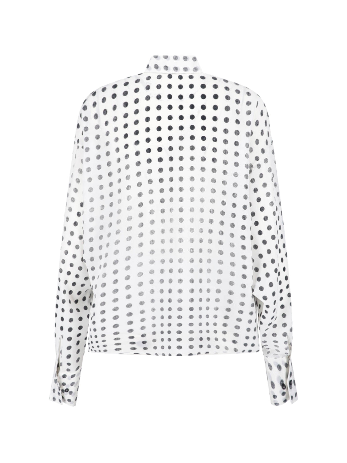 White Black Polka Dot Silk Blouse
