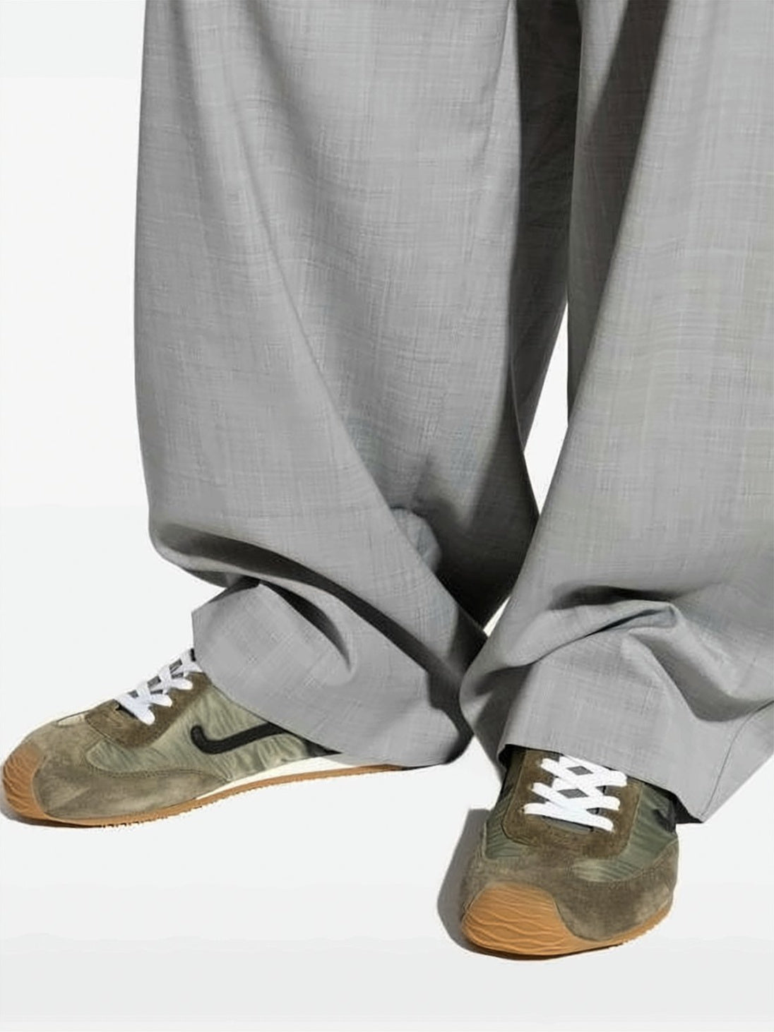 Niskoprofilowe sneakersy ze skóry cielęcej i nylonu
