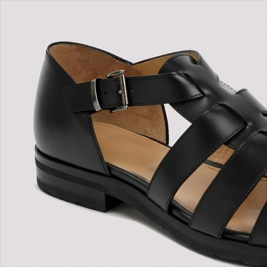 Men's Black Leather DOM Sandal with Closed Heel