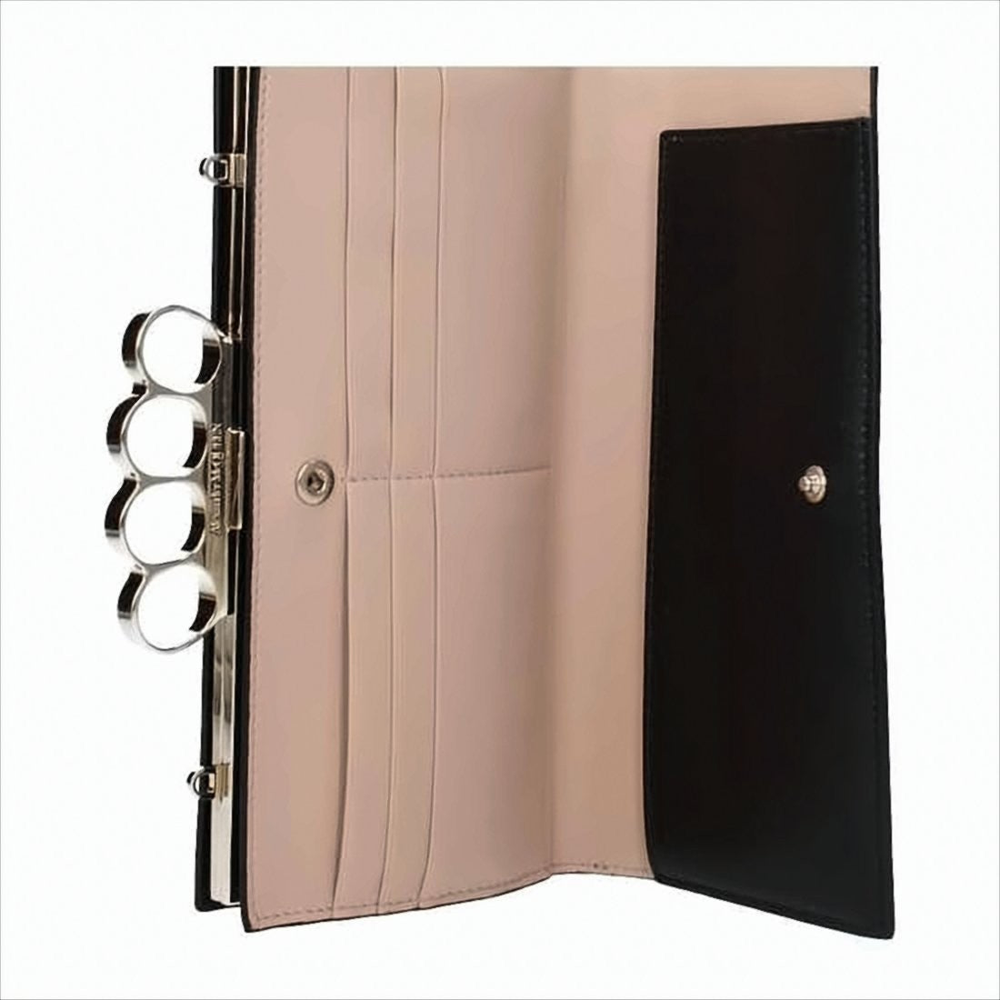 Rectangular Shoulder Bag with Metallic Knuckle-Duster Handle