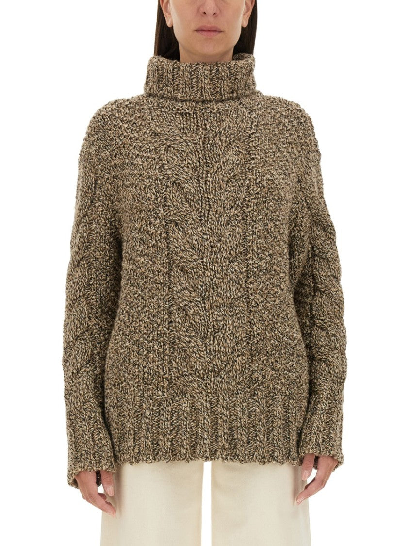 Knit Oversized Sweater With High Neck