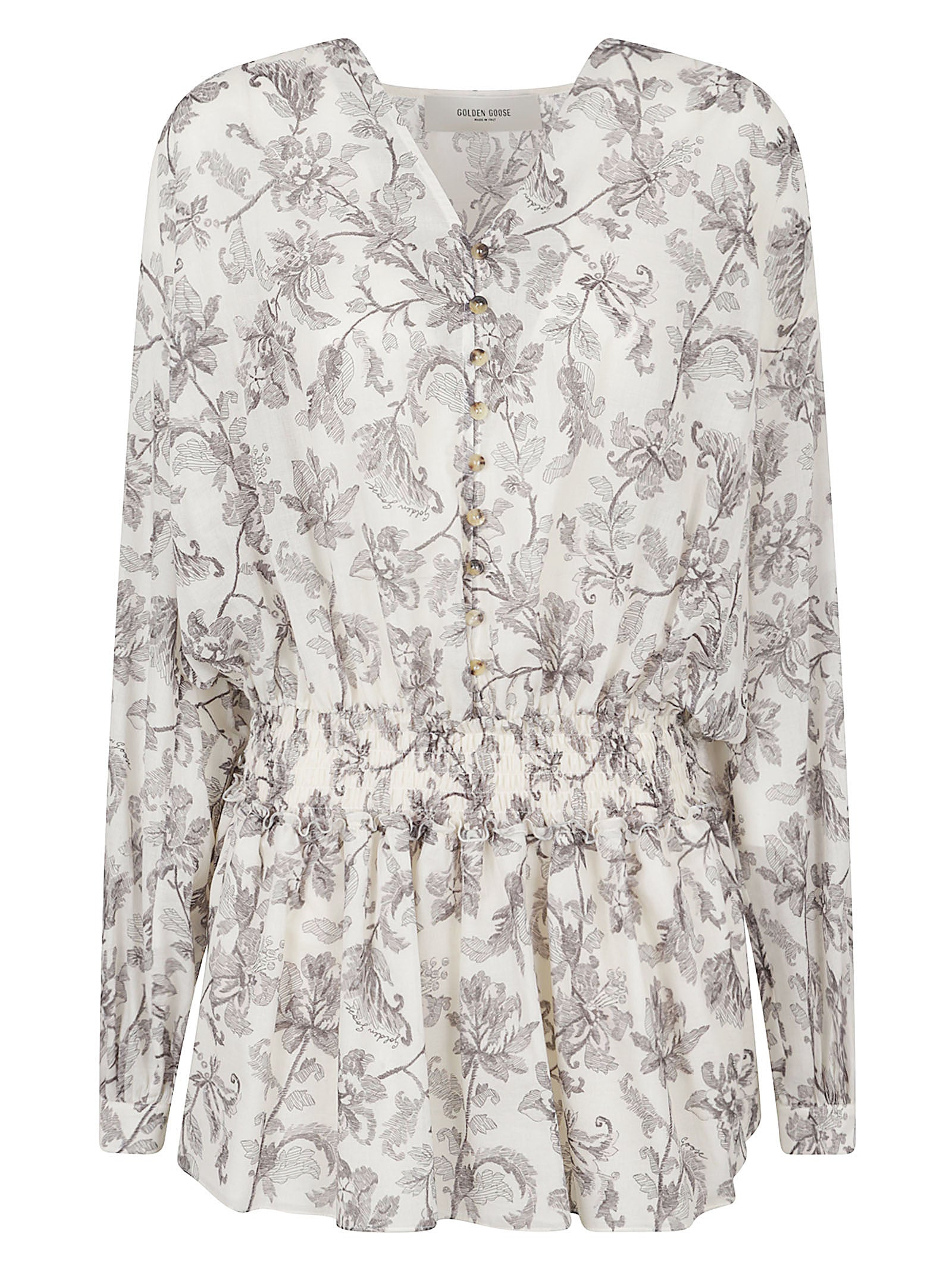 Floral Print Cotton Dress With V-Neckline