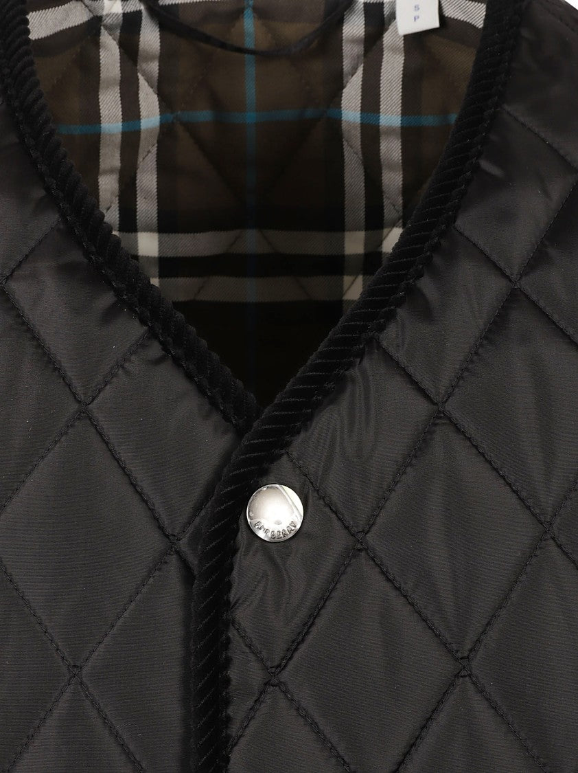 Sleeveless Black Quilted Coat