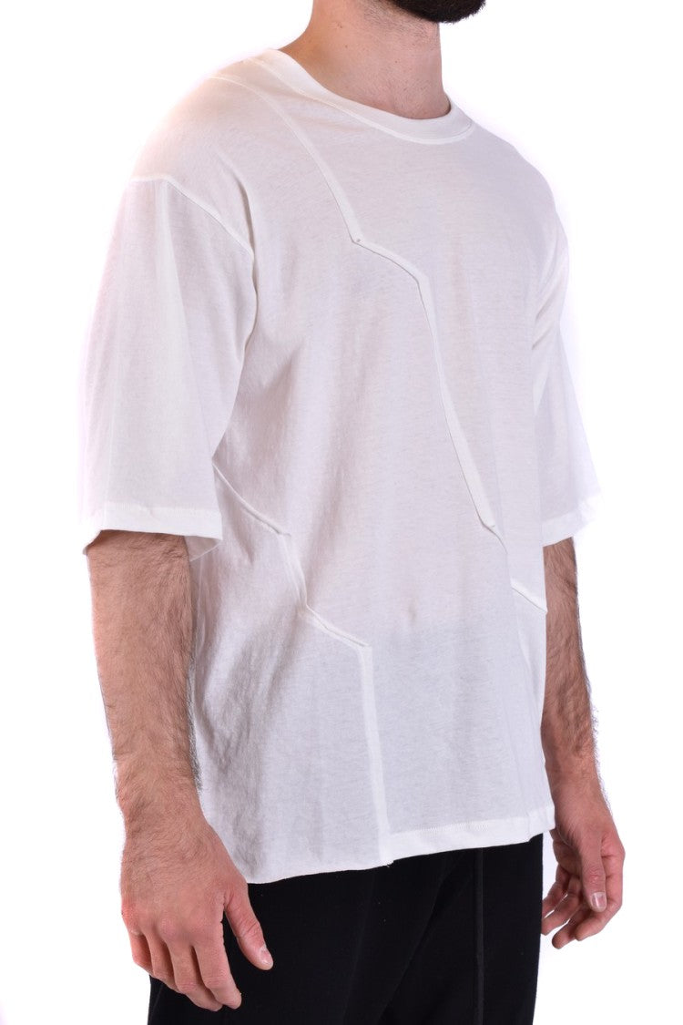 Irregular Seam White Cotton T-Shirt