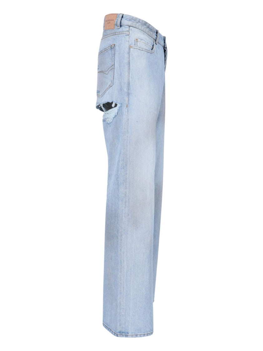 Deconstructed Light Blue Denim Jeans
