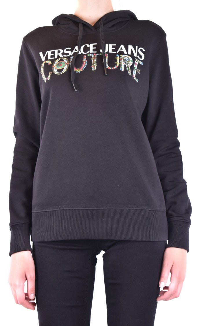 Hooded Black Sweatshirt With Bold Logo Print