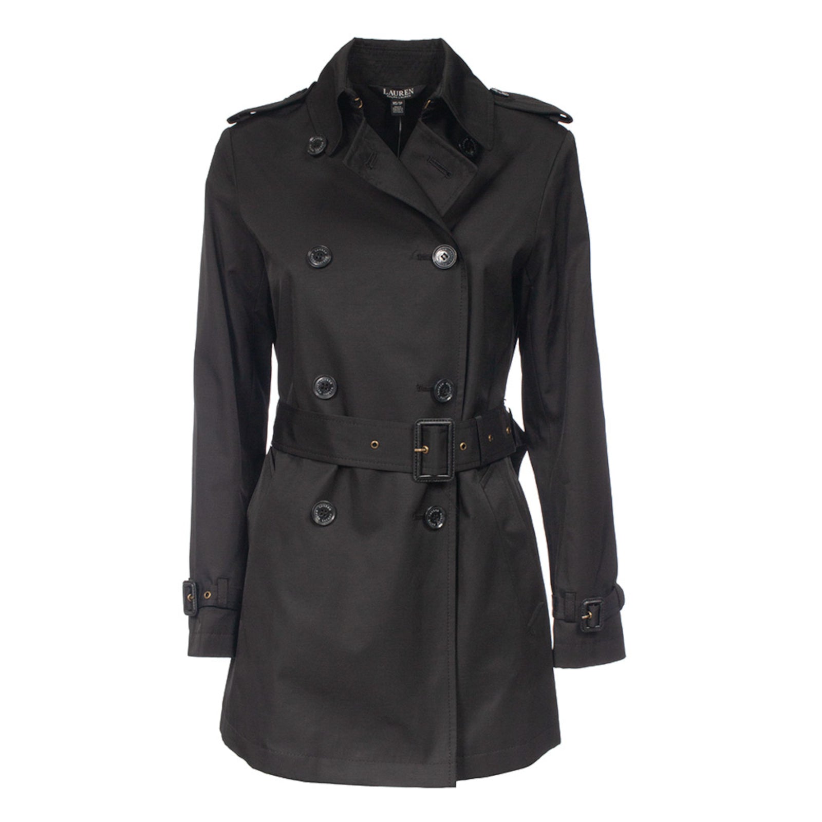 Double-Breasted Cotton Blend Trench Coat