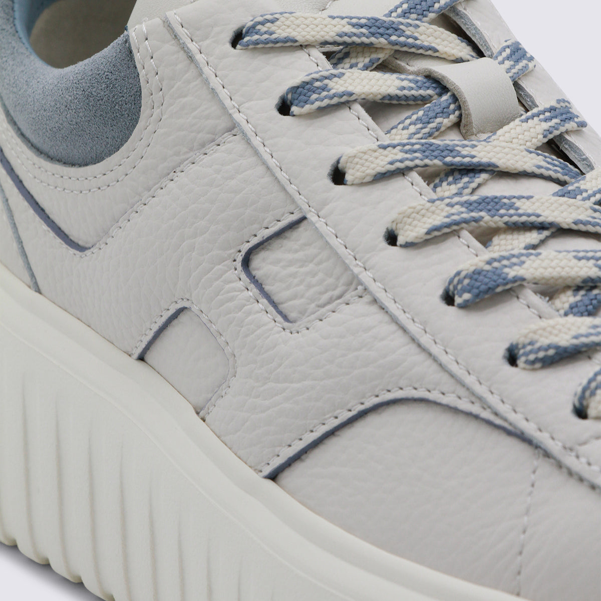 White And Light Blue Leather Sneakers