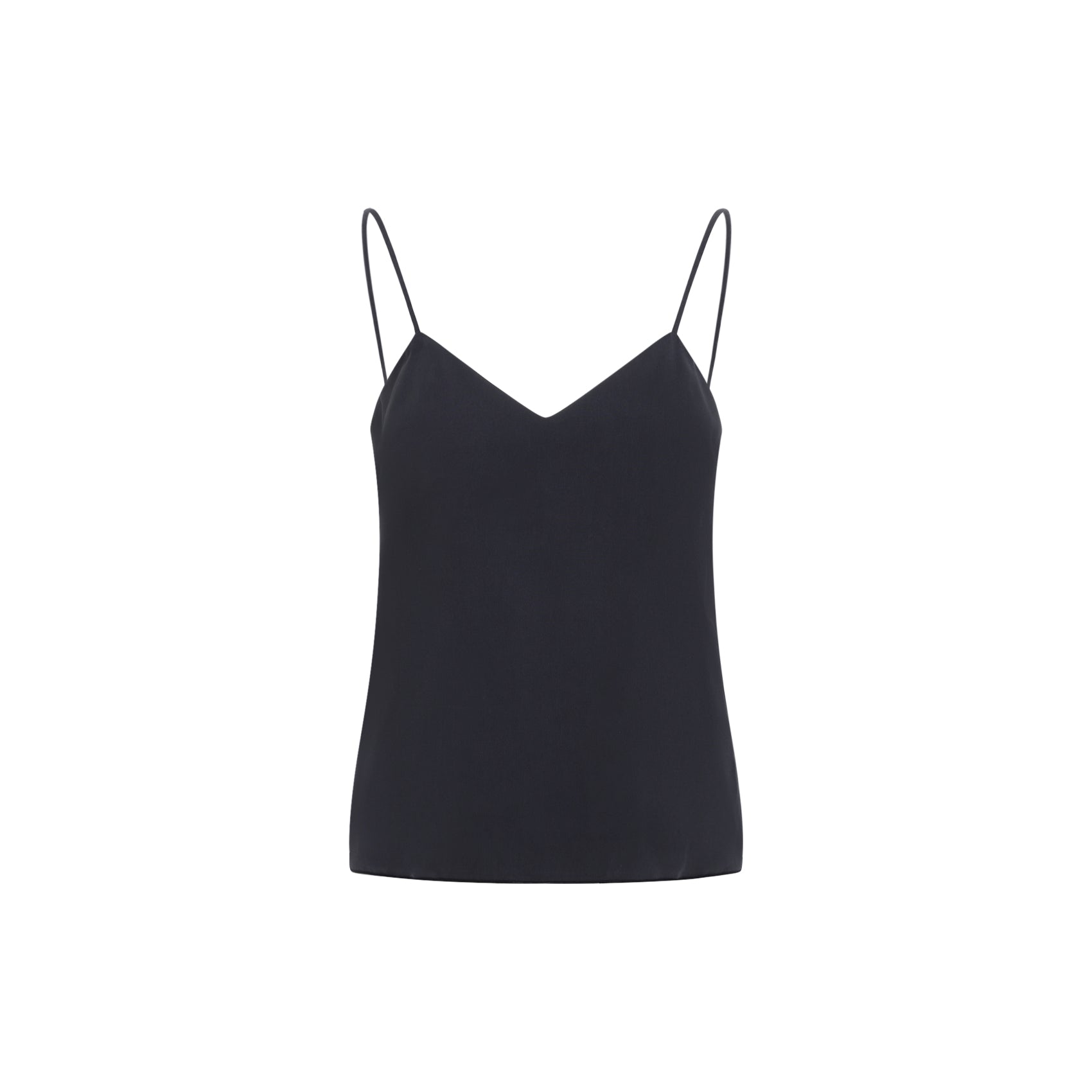Silk V-Neck Top With Spaghetti Straps