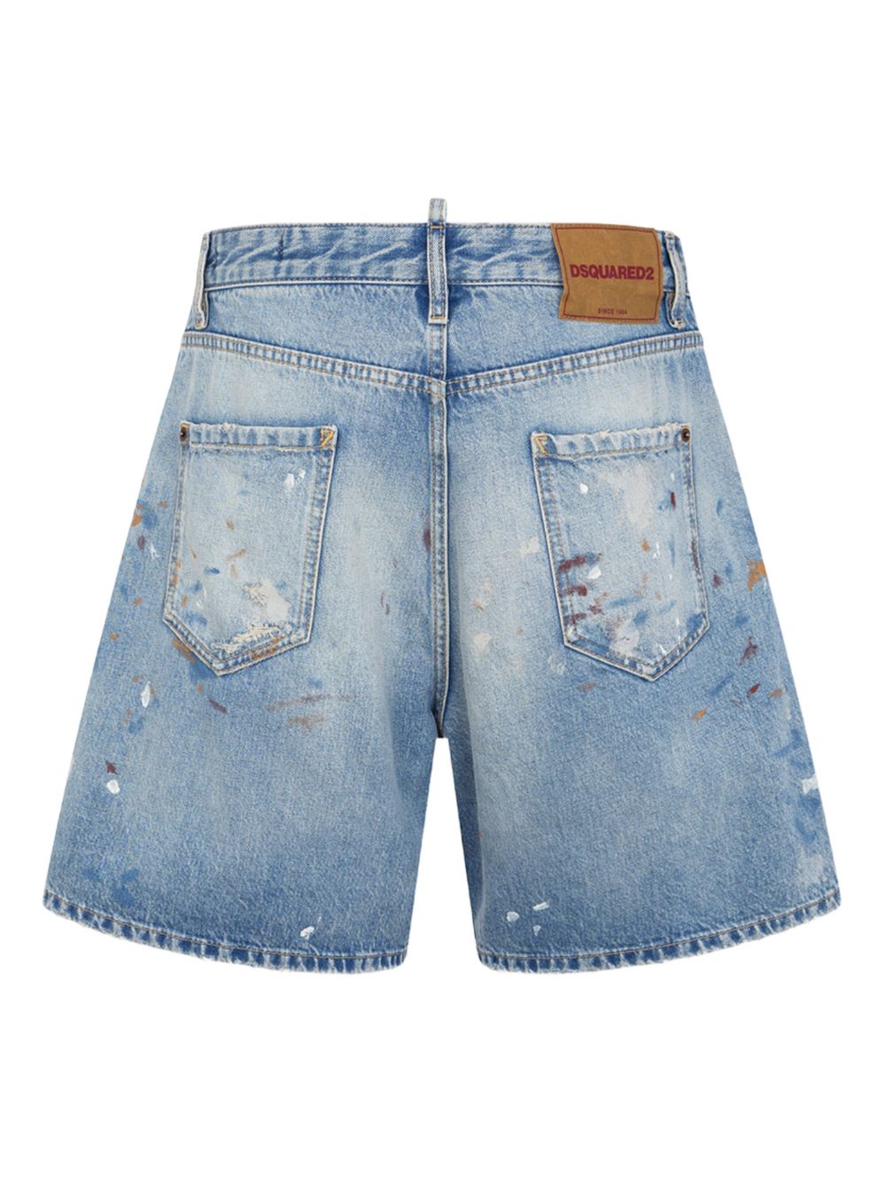 Patchwork Paint-Splatter Denim Shorts