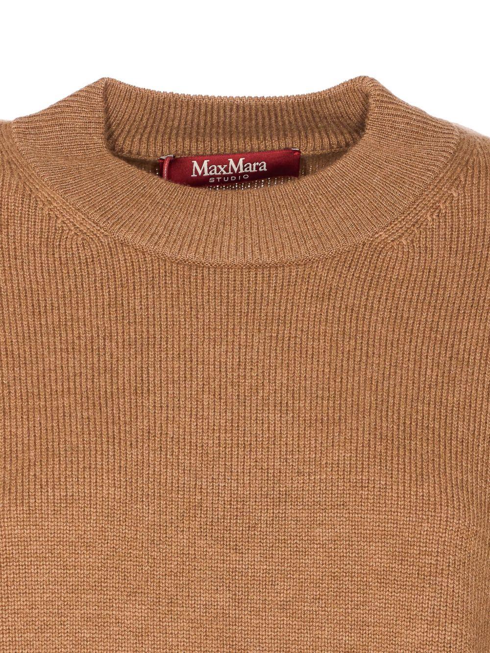 Fluid Camel Knit Sweater With Ribbed Texture
