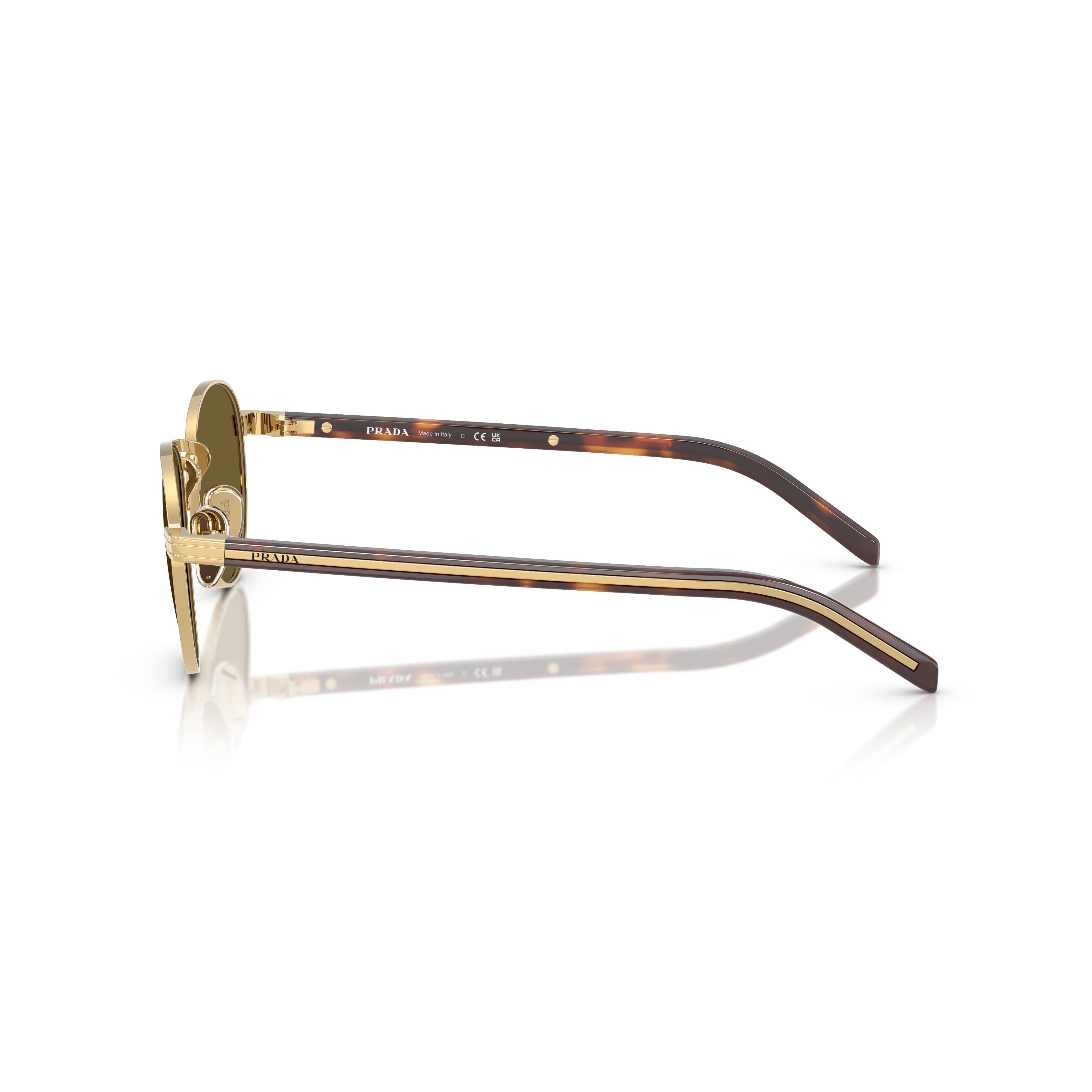 0pr B52s Round Frame Gold-tone Metal Sunglasses