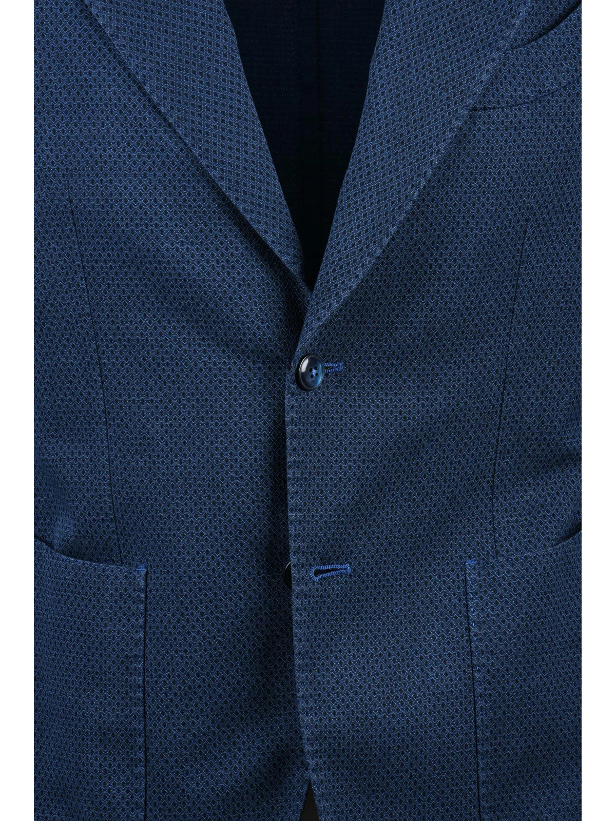Blue Cotton Linen Mohair Rounded Jacket