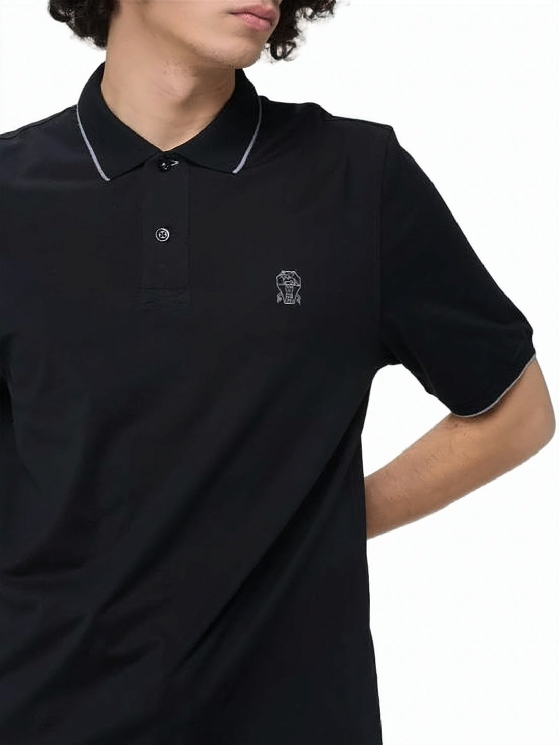 Short-Sleeve Polo Shirt with Contrast Piping