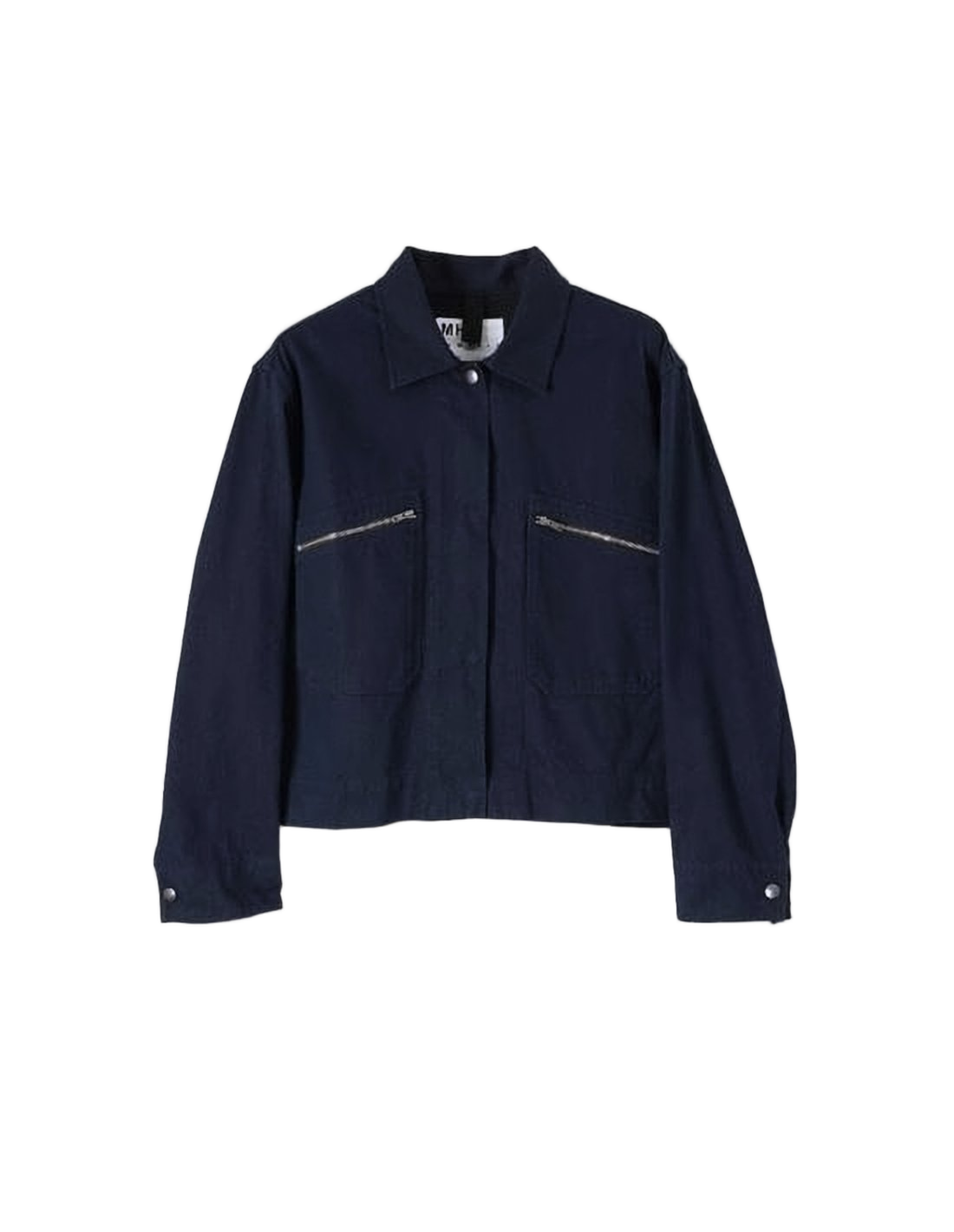 Cropped Textured Cotton Jacket with Classic Collar