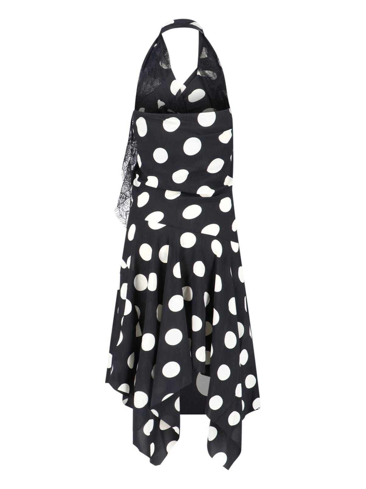 Black Polka Dot Asymmetrical Midi Dress