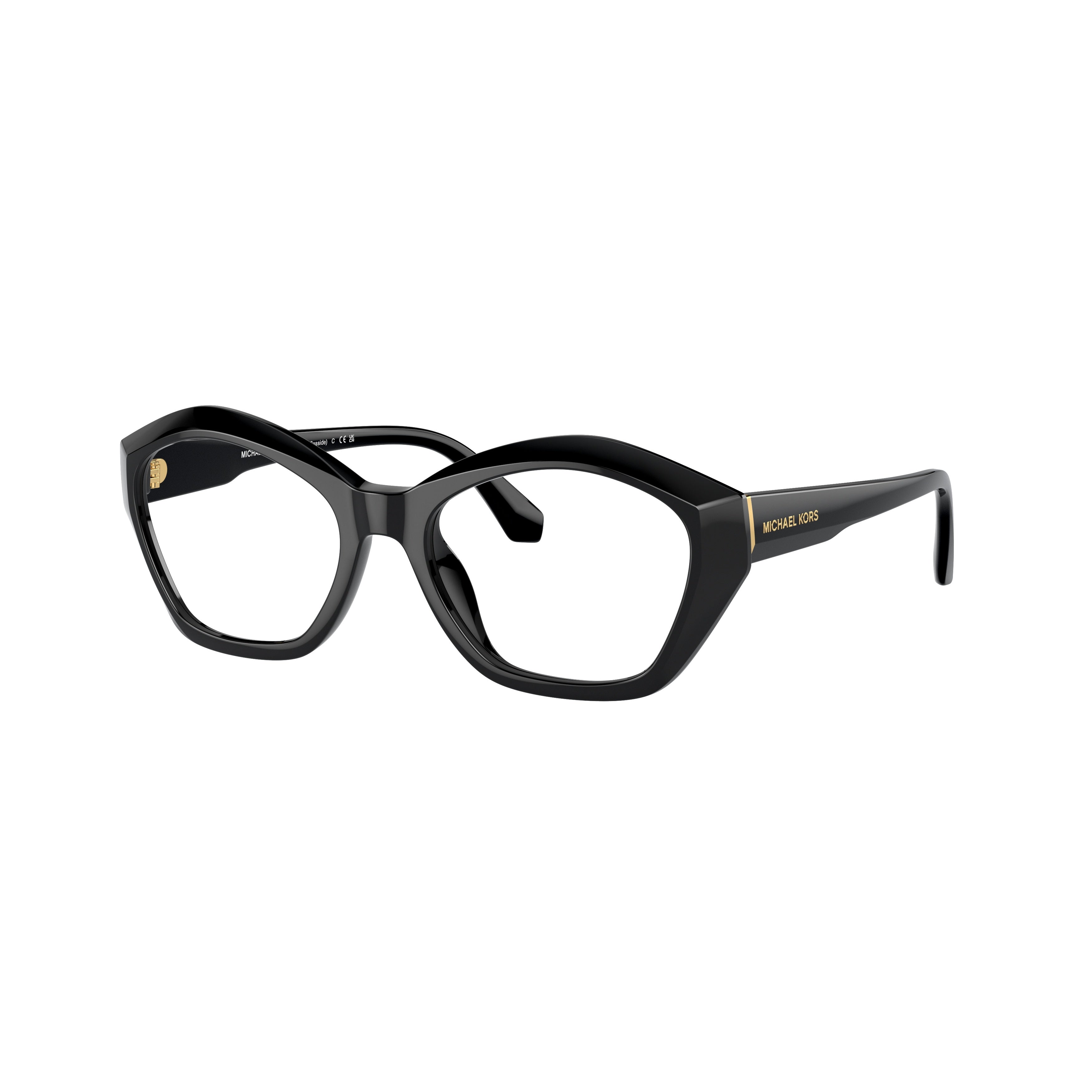 0mk4116u Geometric Black Eyeglasses with Gold Accents