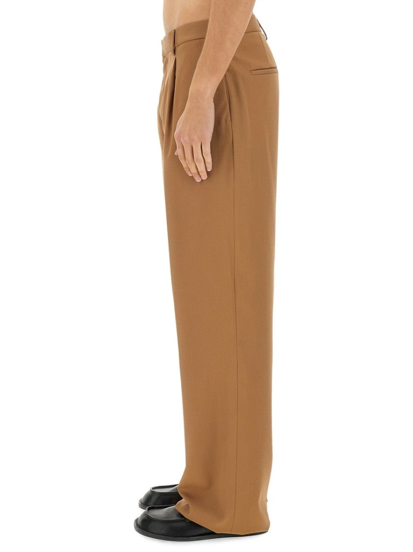 High-Waisted Brown Virgin Wool Pants