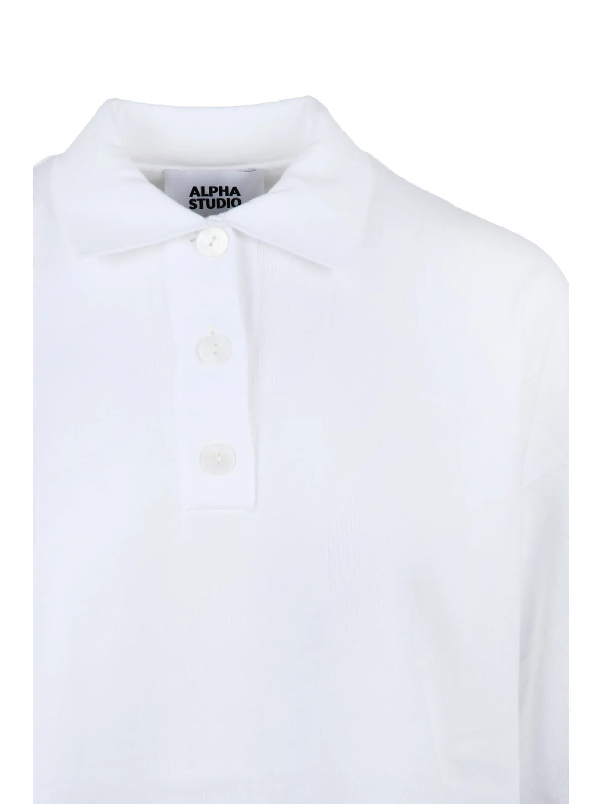 White Cotton Knit Polo Shirt