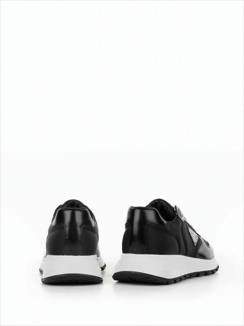 Low-Top Black Fabric And Calfskin Sneakers