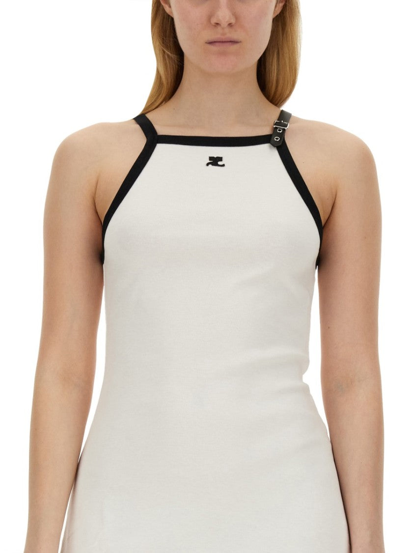 Fitted Mini Dress With Contrasting Trim And Logo