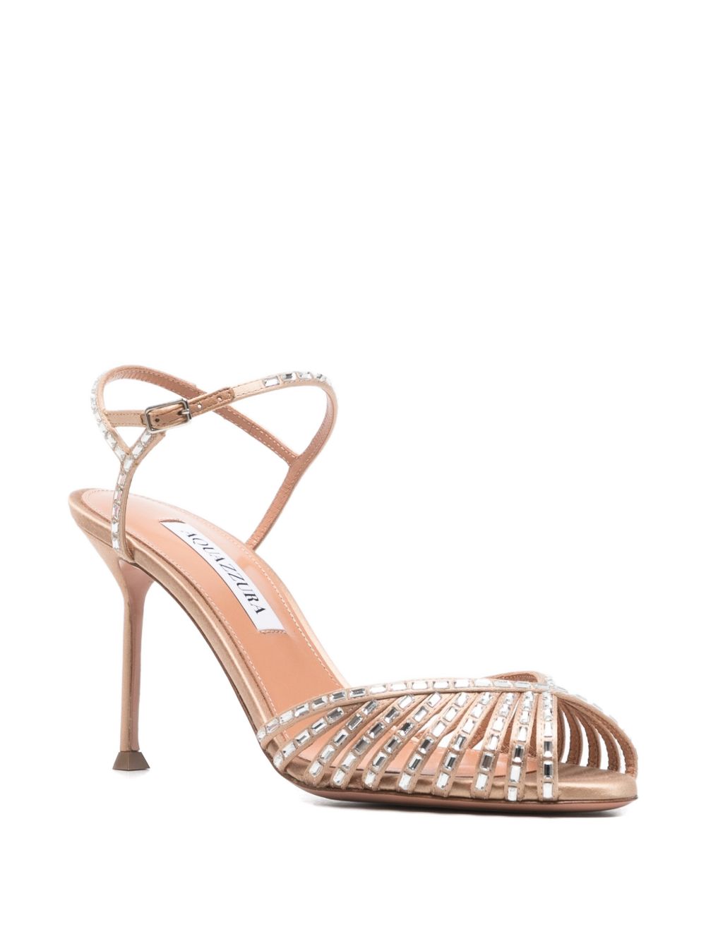 Strappy Sandals With Metallic Studs And Mid-Height Heel