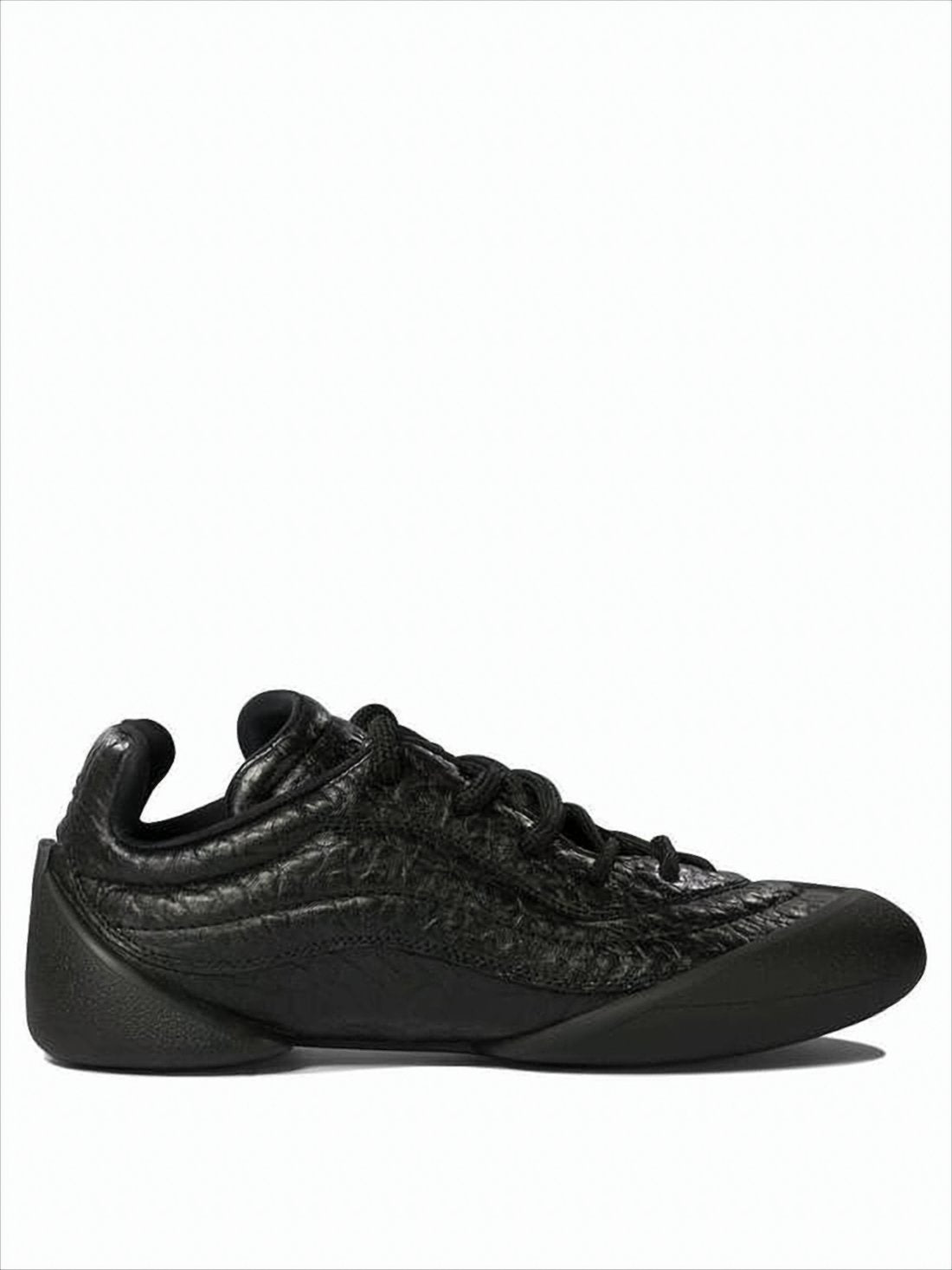 Textured Leather Sneakers with Sculpted Rubber Sole