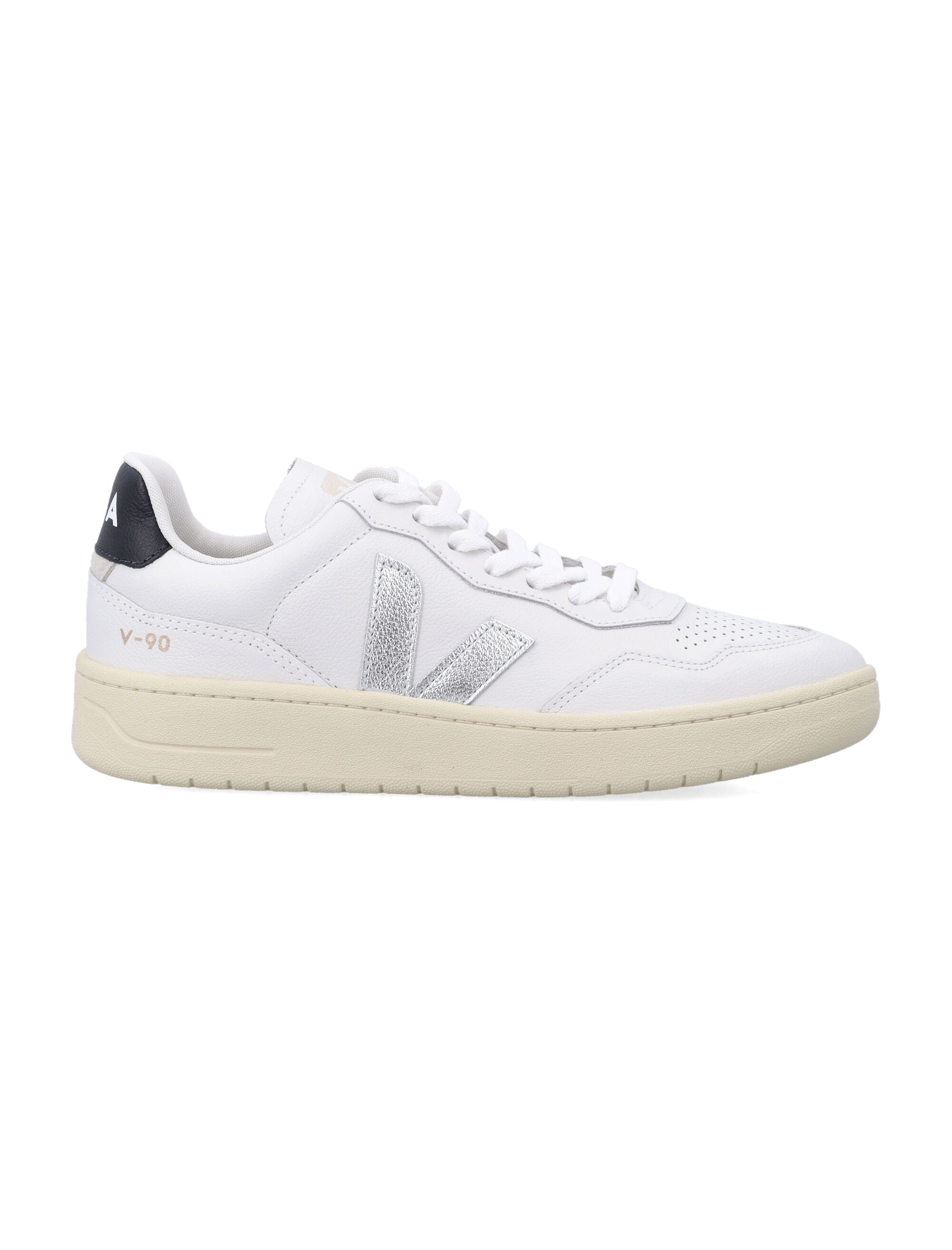 V-90 White And Silver Leather Sneakers