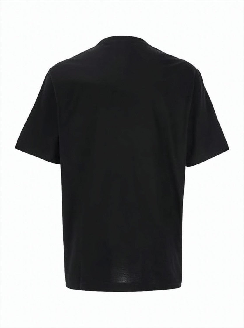 Short-Sleeved Black T-Shirt with Bold Silver Graphic
