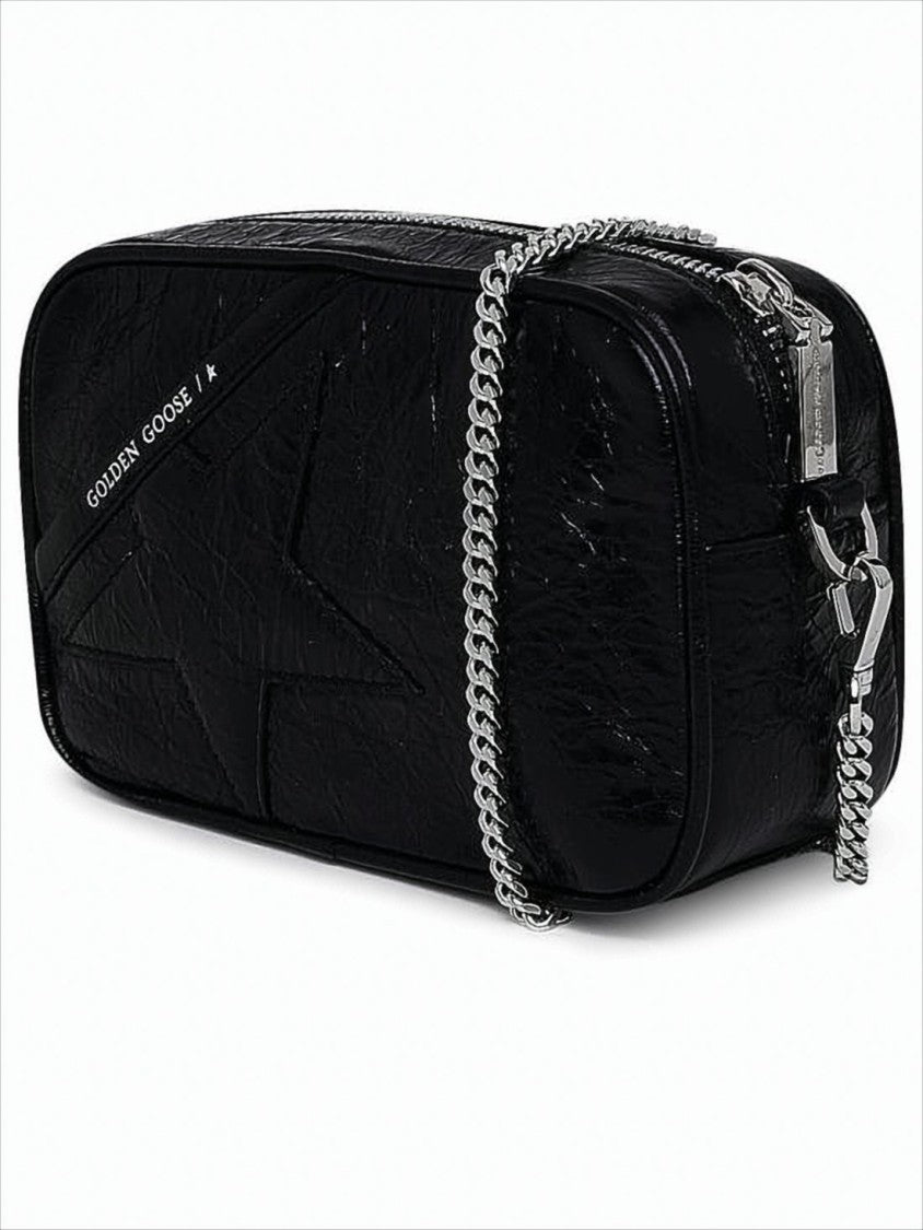 Glossy Black Lambskin Shoulder Bag