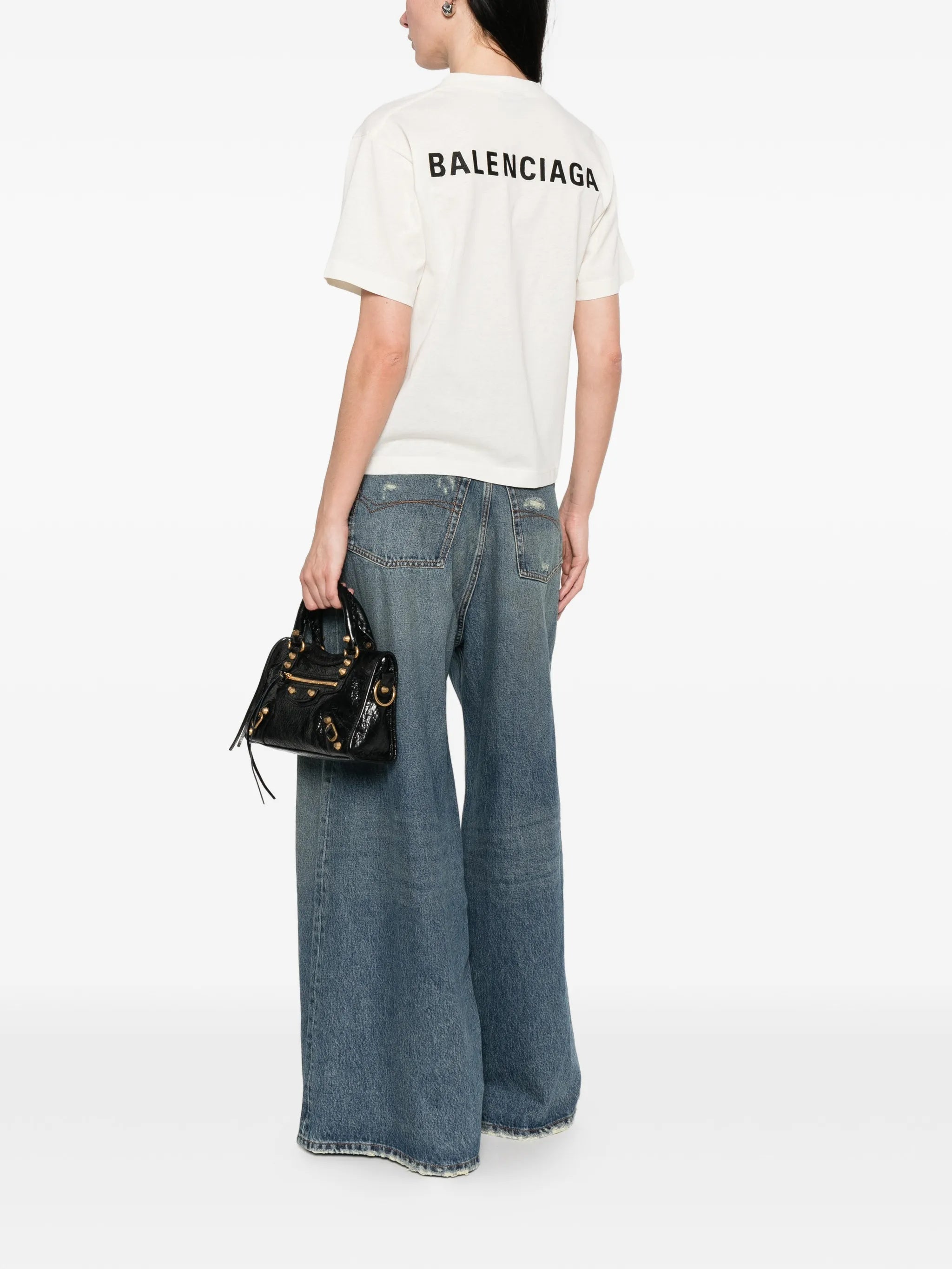 White Medium Fit Boxy Logo T-Shirt