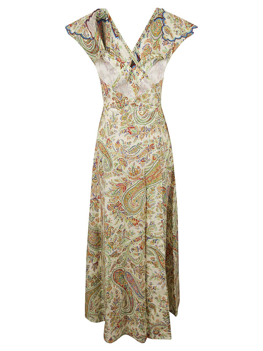 Multicolored Paisley Print Maxi Dress