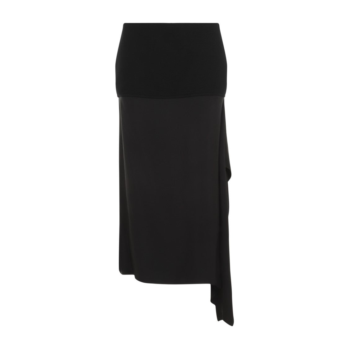 Wool Midi Skirt with Hem and Draping