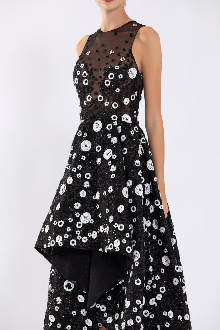 Tulle, High-Low Dress With Dotted Beading