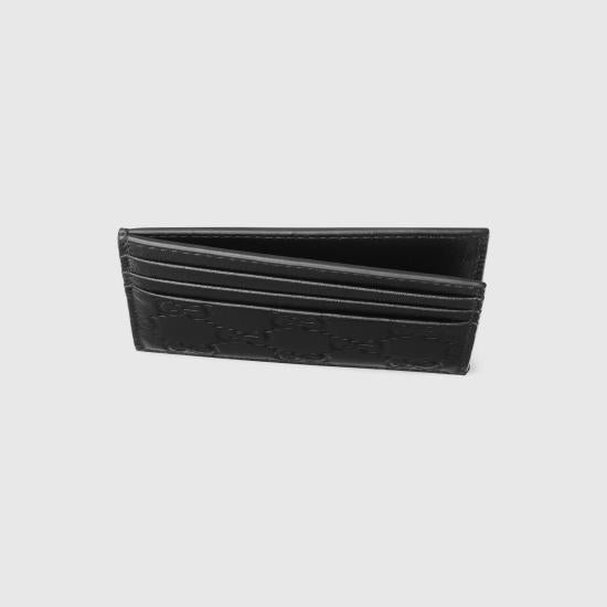 Embossed Leather Cardholder with Interlocking Pattern