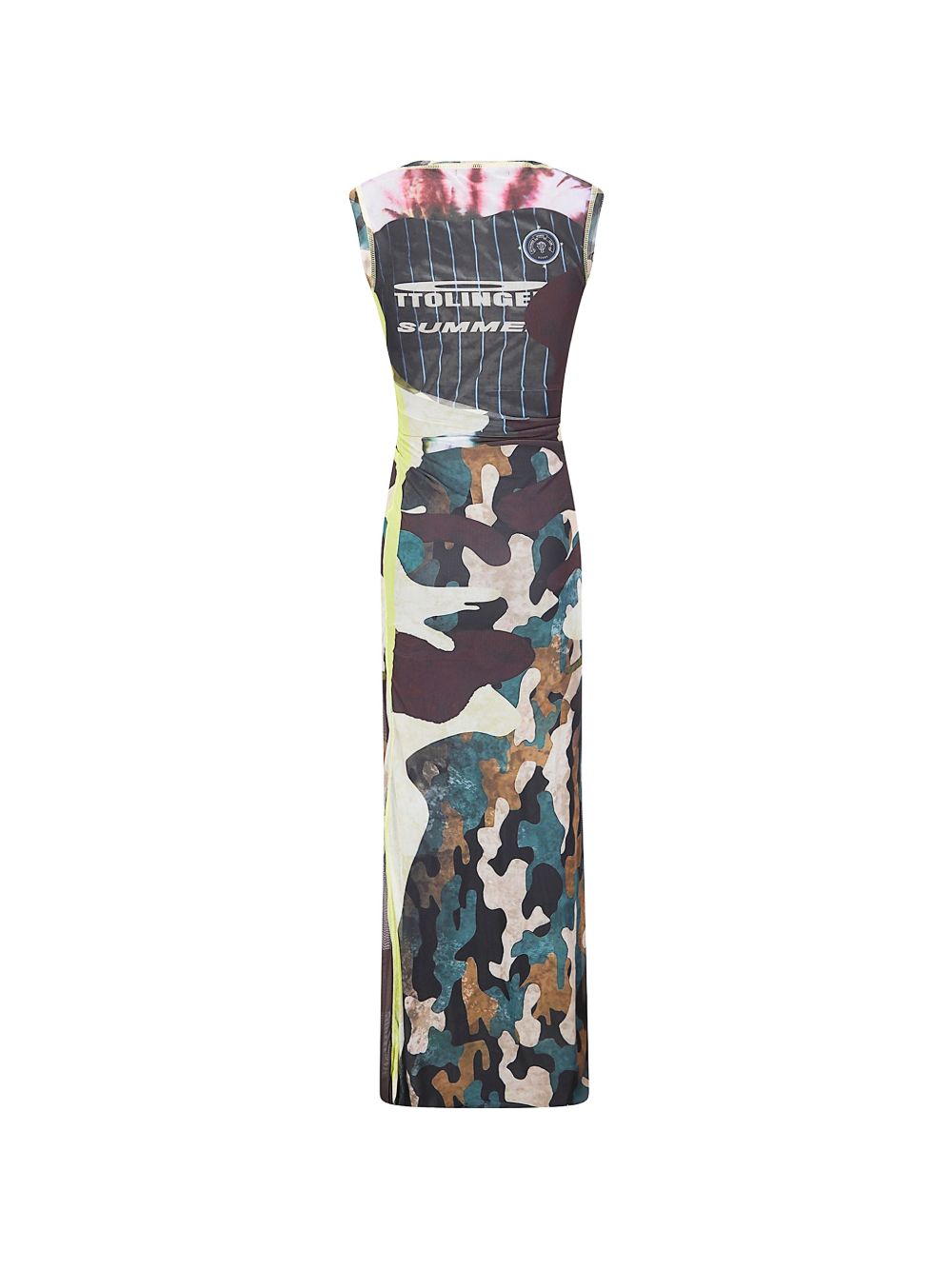 Draped Midi Dress With Camouflage Print