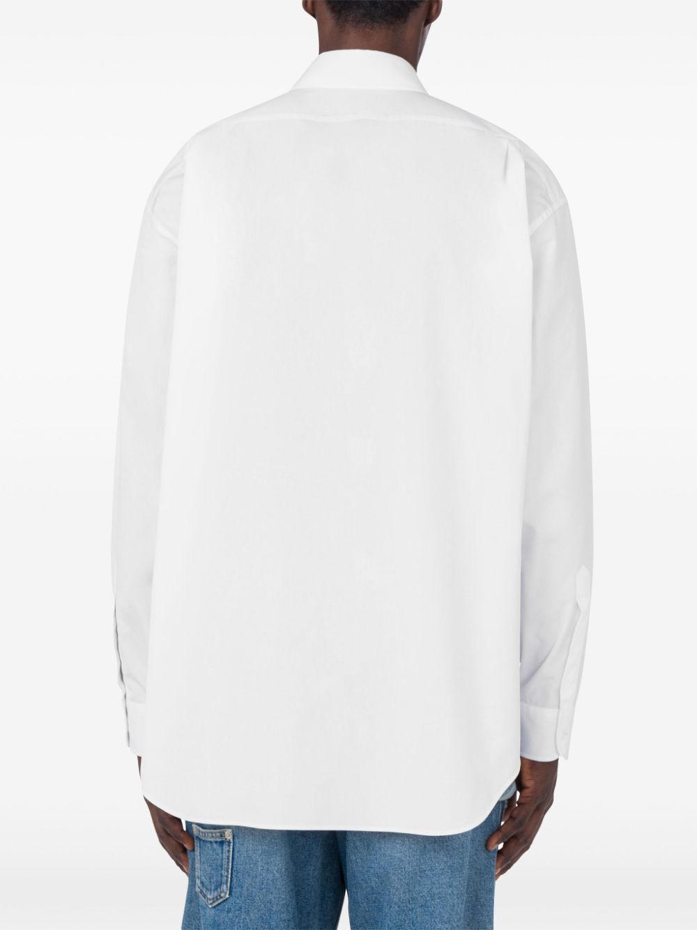Floral Print White Cotton Poplin Shirt