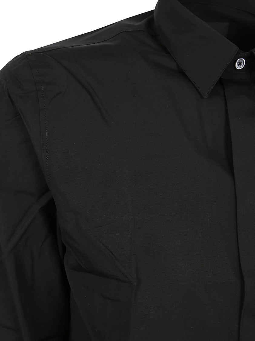 Tailored Black Shirt With Structured Collar