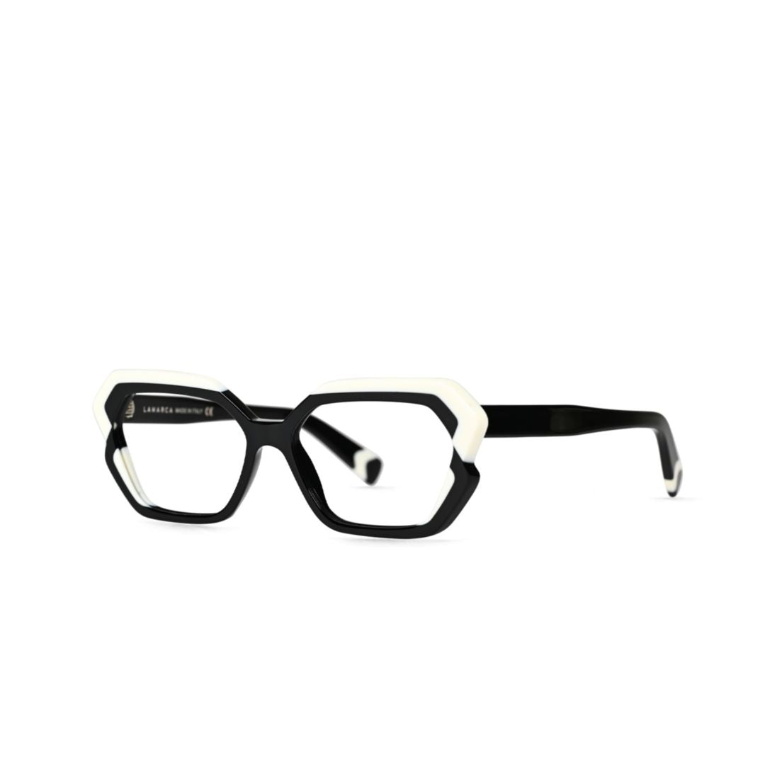 09528 Fusioni 184 Geometric Hexagonal Eyeglasses with Bold Two-Tone Accents