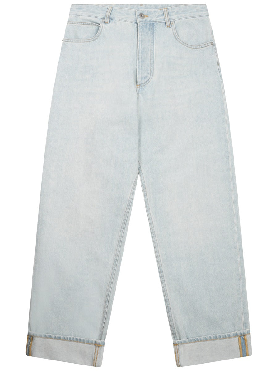 Wide-Leg Jeans With Light Bleach Wash