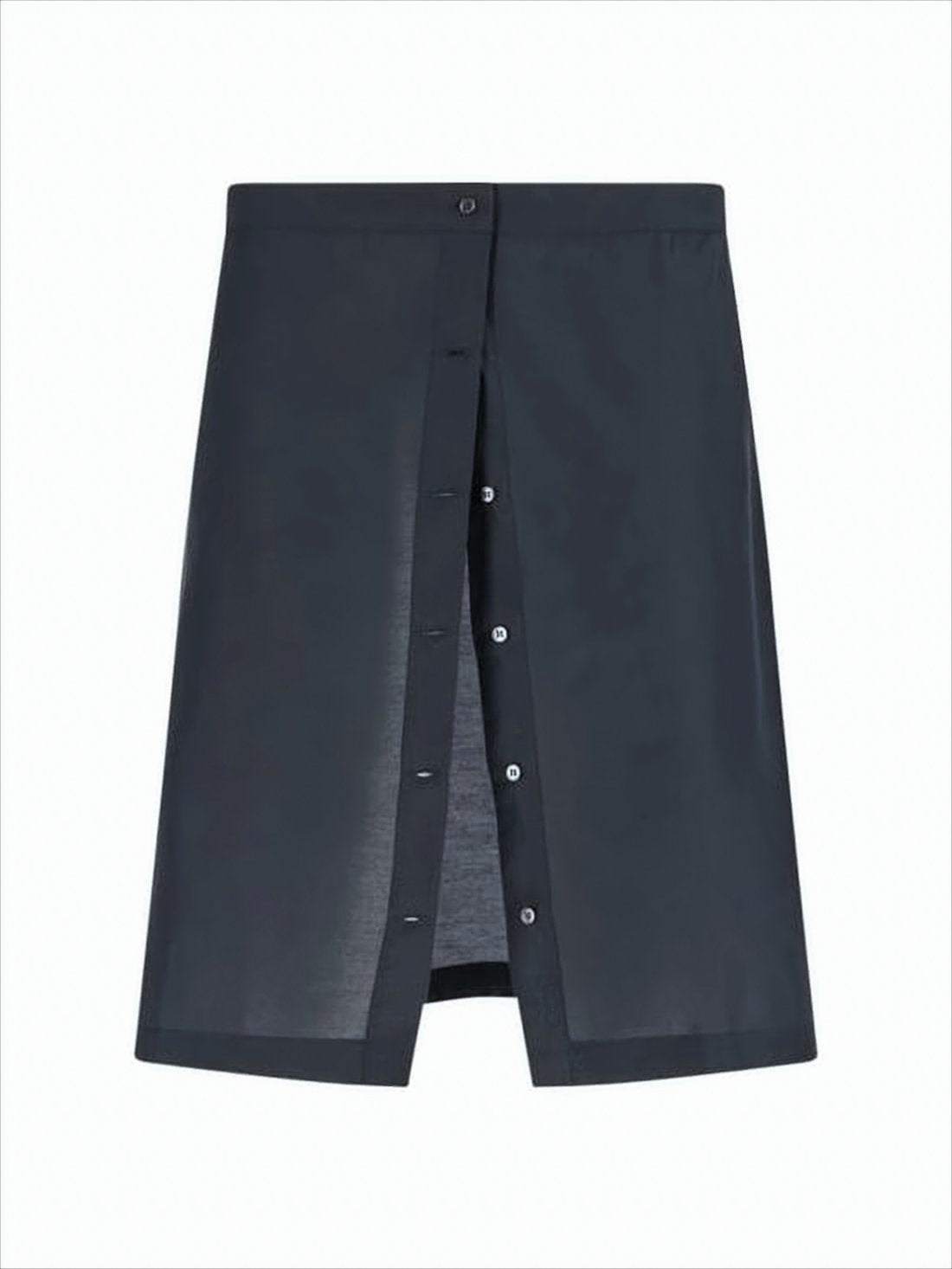 Straight-Silhouette Black Midi Skirt with Button-Down Closure