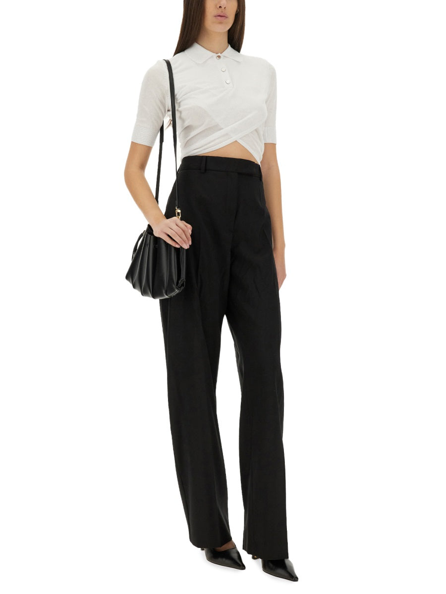 Slim Fit Short-Sleeved Top With Polo Collar