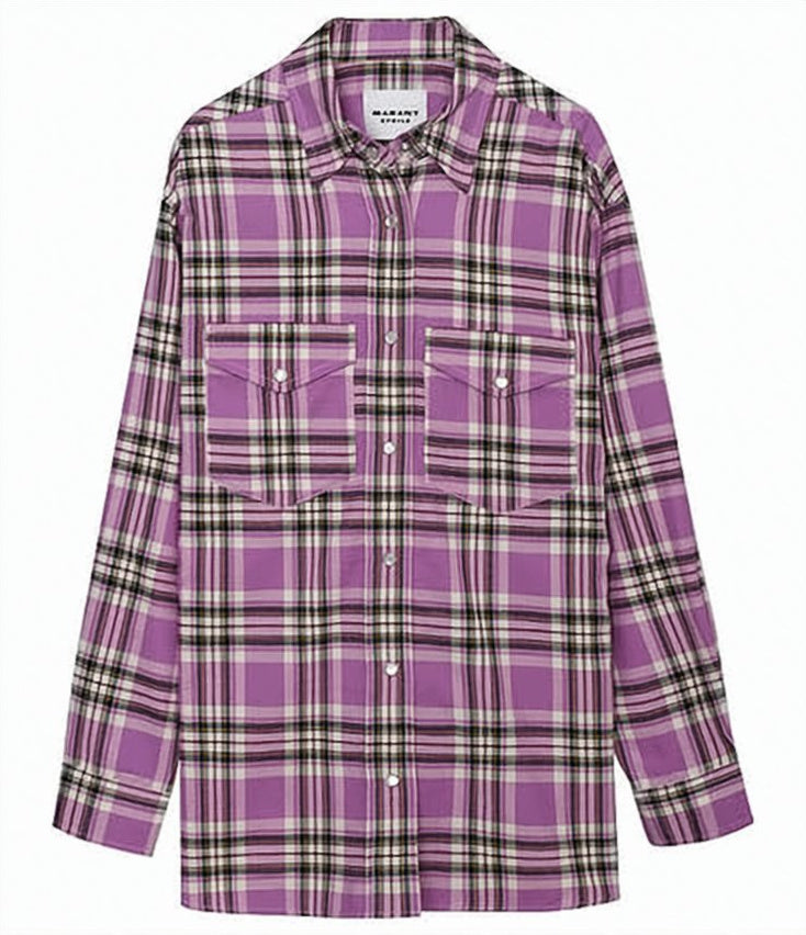 Plaid Long-Sleeved Shirt with Classic Collar