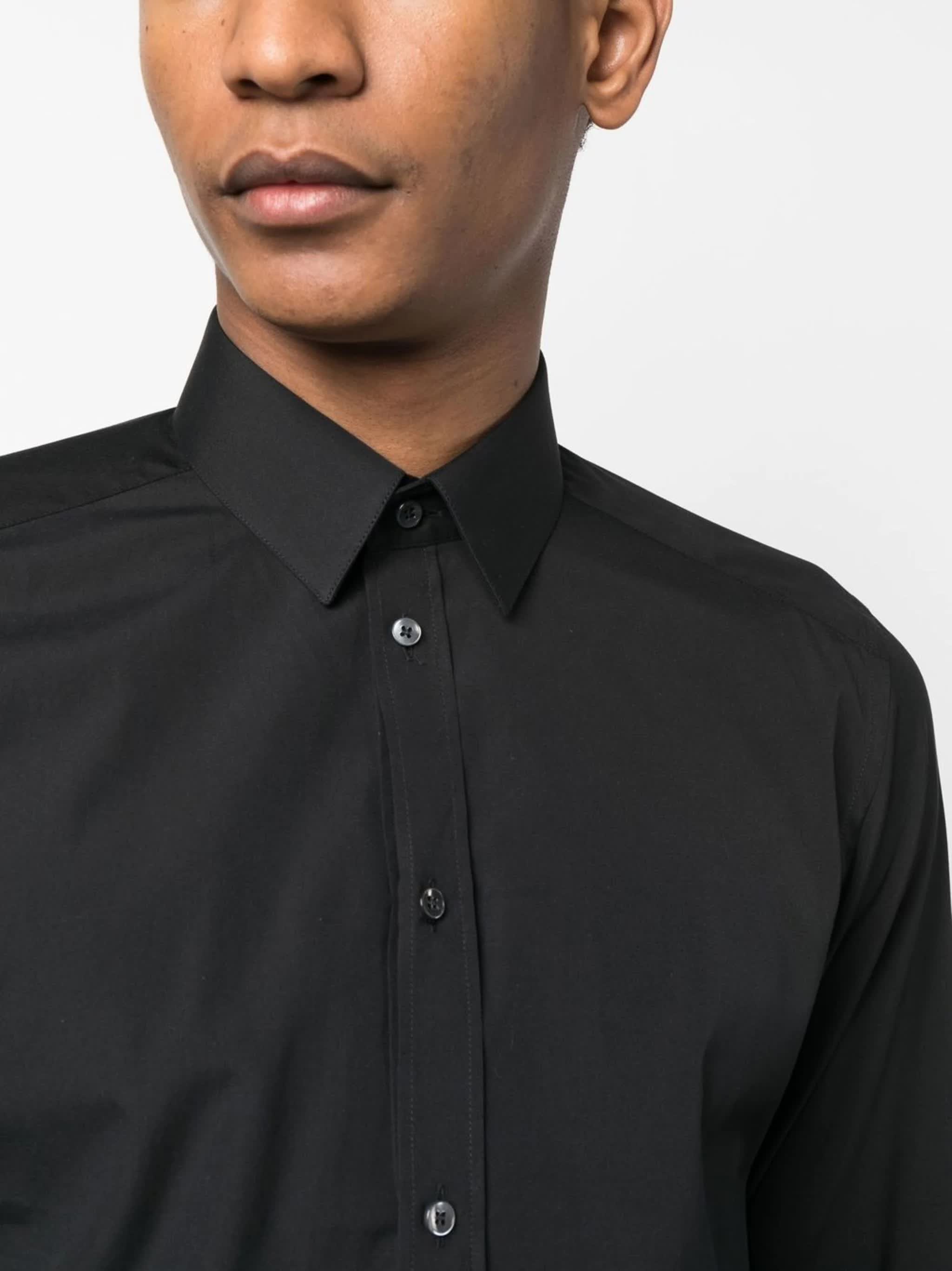 Fitted White Pointed Collar Cotton Shirt
