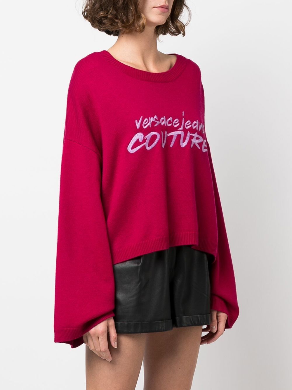 Embroidery Logo Relaxed Cropped Wool Sweater