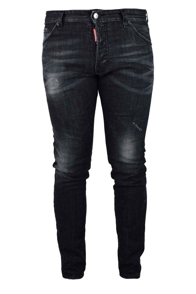 Slim-Fit Distressed Black Denim Jeans