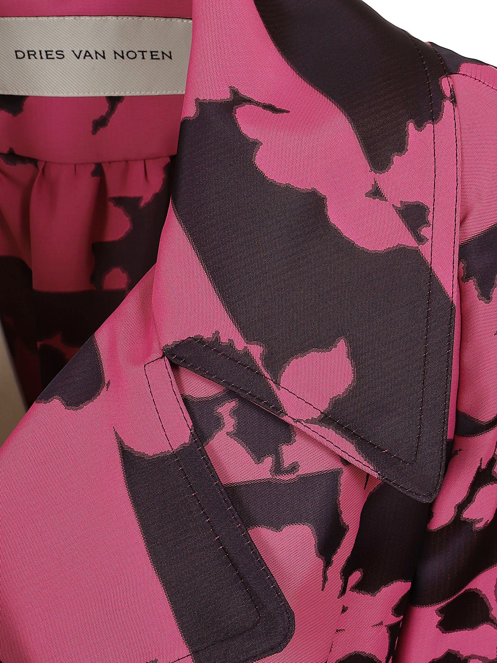 Long Belted Coat with Floral Motifs